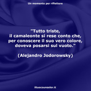 “Tutto triste, il camaleonte si rese conto che, per conoscere il suo vero colore, doveva posarsi sul vuoto.” (Alejandro Jodorowsky)