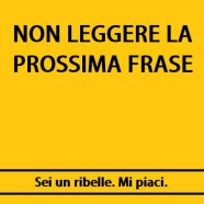 Non leggere la prossima frase. Sei un ribelle, mi piaci.