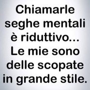 Chiamarle seghe mentali è riduttivo… le mie sono delle scopate in grande stile.