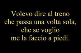Volevo dire al treno che passa una sola volta, che se voglio me la faccio a piedi.