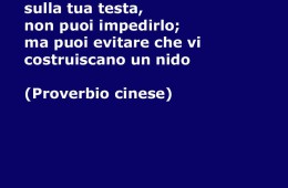 “Che gli uccelli dell’ansia e della preoccupazione volino sulla tua testa, non puoi impedirlo; ma puoi evitare che vi costruiscano un nido.” (Proverbio cinese)