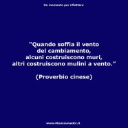 “Quando soffia il vento del cambiamento, alcuni costruiscono muri, altri costruiscono mulini a vento.” (Proverbio cinese)