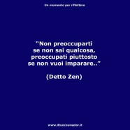 “Non preoccuparti se non sai qualcosa, preoccupati piuttosto se non vuoi imparare.” (Detto Zen)