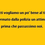 “Tutti vogliamo un po’ bene al tipo fermato dalla polizia un attimo prima che passassimo noi.”