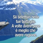 “Sii selettivo nelle tue battaglie. A volte avere pace è meglio che avere ragione.” (Web)