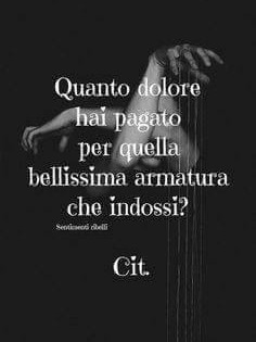 “Quanto dolore hai pagato per quella bellissima armatura che indossi?”