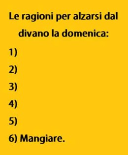 “Le ragioni per alzarsi dal divano la domenica”