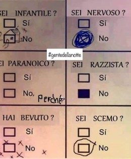 “Sei infantile? Sei nervoso? Sei Paranoico? Sei Razzista? Hai bevuto? Sei scemo?”