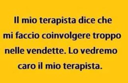 “Il mio terapista dice che mi faccio coinvolgere troppo nelle vendette. Lo vedremo caro il mio terapista.”