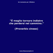 “È meglio tornare indietro che perdersi nel cammino.” (Proverbio cinese)