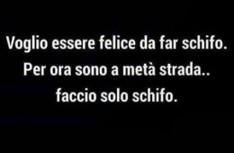 “Voglio essere felice da far schifo. Per ora sono a metà strada… faccio solo schifo.”