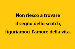 “Non riesco a trovare il segno dello scotch, figuriamoci l’amore della vita.”