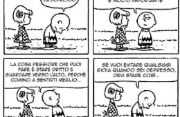 “Questa è la mia posizione da depresso. Quando sei depresso, la tua posizione è molto importante. La cosa peggiore che puoi fare è stare dritto e guardare verso l’alto, perché cominci a sentirti meglio… Se vuoi evitare qualsiasi gioia quando sei depresso, devi stare così…”