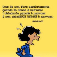 “Cose da non fare assolutamente quando la donna è nervosa: 1 – chiederle perché è nervosa 2 – non chiederle perché è nervosa.”