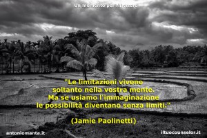 "Le limitazioni vivono soltanto nella vostra mente. Ma se usiamo l'immaginazione le possibilità diventano senza limiti." (Jamie Paolinetti)