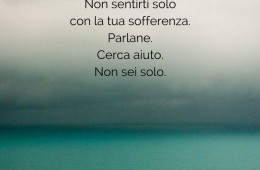 “Non tenerti dentro il tuo dolore. Ti prego. Non isolarti. Non sentirti solo con la tua sofferenza. Parlane. Cerca aiuto. Non sei solo.” (Najwa Zebian)