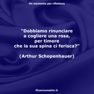 “Dobbiamo rinunciare a cogliere una rosa, per timore che la sua spina ci ferisca?” (Arthur Schopenhauer)