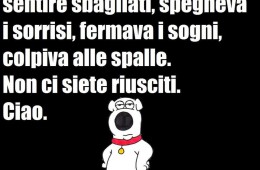 “Un saluto a chi ci faceva sentire sbagliati, spegneva i sorrisi, fermava i sogni, colpiva alle spalle. Non ci siete riusciti. Ciao.” (Il cane irriverente)