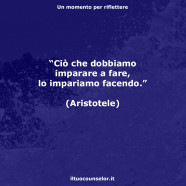 “Ciò che dobbiamo imparare a fare, lo impariamo facendo.” (Aristotele)