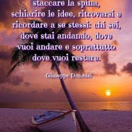 “È salutare ogni tanto fermarsi, staccare la spina, schiarire le idee, ritrovarsi e ricordare a se stessi chi sei, dove stai andando e soprattutto dove vuoi restare.” (Giuseppe Donadei)