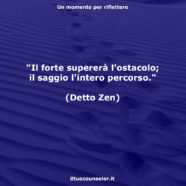 “Il forte supererà l’ostacolo; il saggio l’intero percorso.” (Detto Zen)